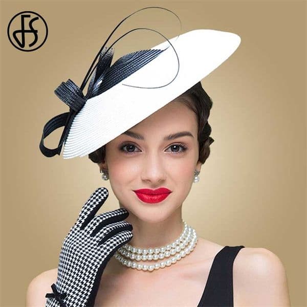 FS Fascinators White Weddings Pillbox Hat For Women Straw Fedora Black Wide Vintage Ladies Church Dress Sinamay Derby Hats 220813