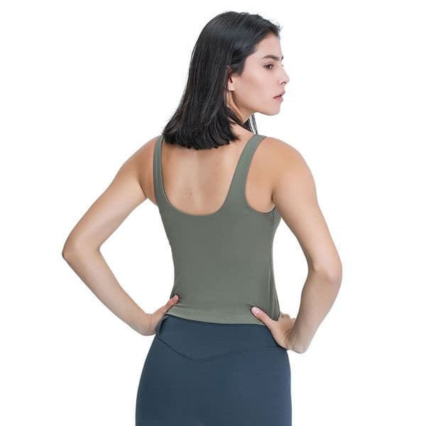 V Neck Yoga Tank Top for Women with Padded Bra Workouts Fitness Sports Shirts Sexy Vest Quick Dry Breathable Gym Tops Soft Slim fit T-Shirt
