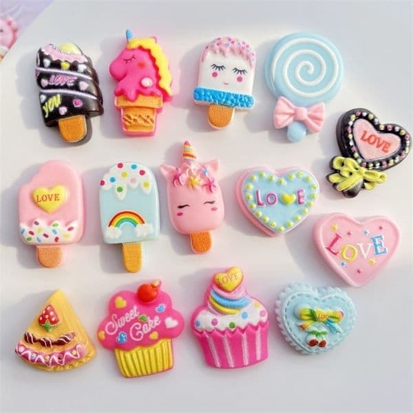 20Pcs Cute Mini Cake Ice Cream Popsicle Flat Back Resin Cabochons Scrapbooking DIY Jewelry Craft Decoration Accessories G31 220628