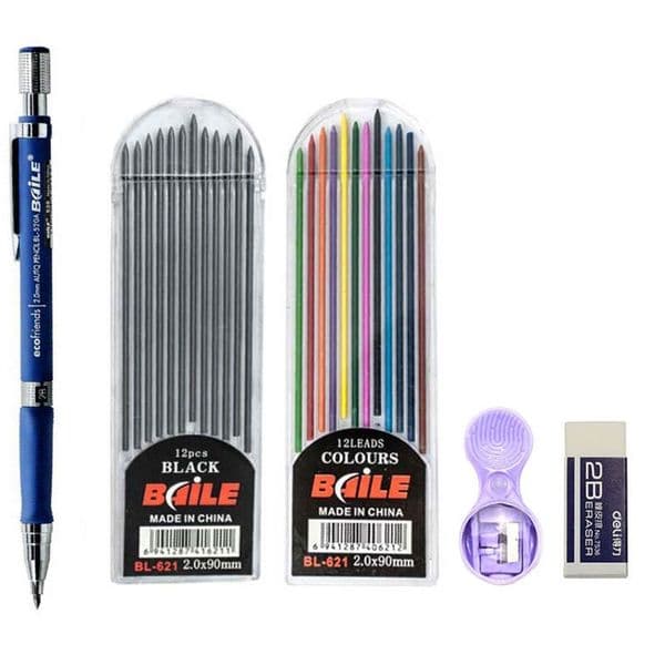 2.0mm Mechanical Pencil Set 2B Automatic Pencils with ColorBlack Lead Refills for Draft Drawing Writing Crafting Art Sketch 220722