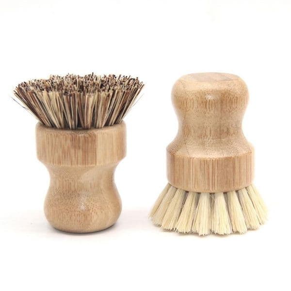 STOCK Round Wood Brush Handle Pot Dish Household Sisal Palm Bamboo Kitchen Chores Rub Cleaning Brushes 0415 Free Shipping