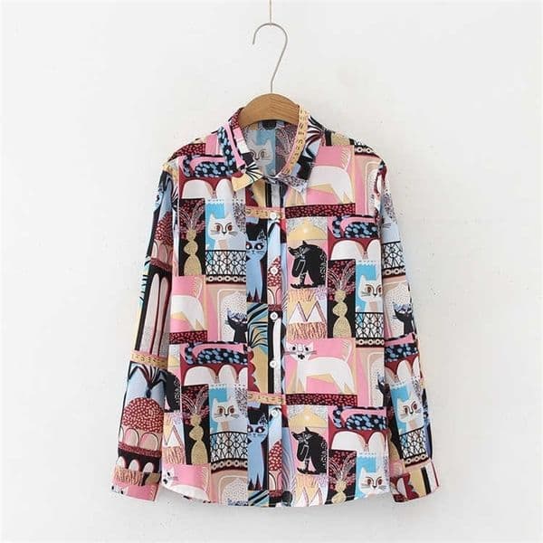 Vintage Women blouses Tops Printing shirts blouse Spring Autumn Long Sleeve Blouses Female Blusas Mujer 210702