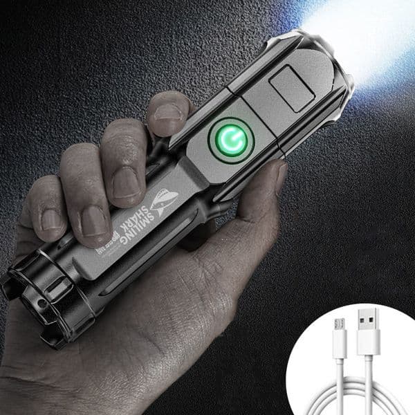 Strong Lights Portable Flashlight Highpower USB Rechargeable Zoom Highlight Tactical Flashlight Outdoor Lighting LED Flash Light