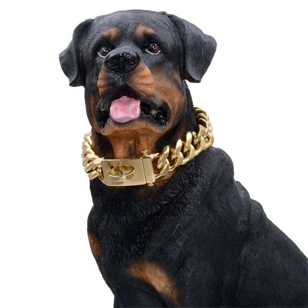 Stainless Steel Dog Necklace Collar Pet Supplies Accessories Pet Dog Chain Medium Large Dogs Gold Solid Cuban Chain collar perro 220409