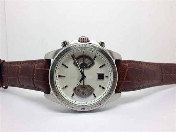 Top quality Male watch new fashion watches for Man white face with brown Leather strap Automatic wristwatch T004