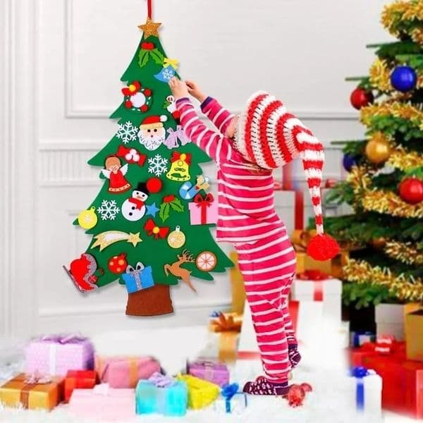 DIY Felt Christmas Tree Decoration Santa Claus Kids Toys Christmas Decor for Home Xmas Hanging Ornaments Year Gift 201203