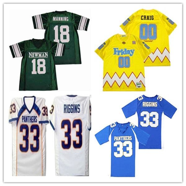 Men Tim Riggins #33 Friday Night Movie Football Jerseys Stitched Green Newman PEYTON MANNING #18 Yellow FRIDAY'S CRAIG 00# JERSEY