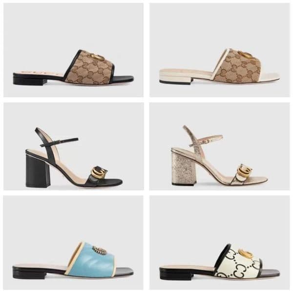 Summer Womens Fashion Ankle Strap High&Flat Heeled Sandals Double Gold Metal Buckle Ladies Luxury Shoes 34-42 Slippers