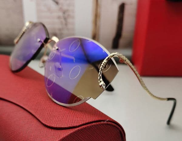 Unique Designer Sunglasses for Women Mens Serpentine Frames Gold Silver Metal Frameless Vintage Fashion Sun Glasses S-shaped Lens Uv400 Eyeglasses Oculos Feminino