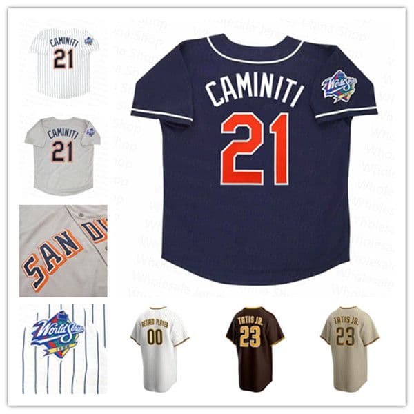 Custom 1998 San Diego SD Retro WS Baseball Jerseys Ken Caminiti Tony Gwynn Trevor Hoffman Greg Vaughn Wally Joyner STEVE FINLEY Manny Machado Fernando Tatis Stitched