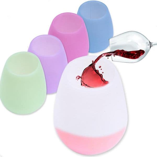 Silicone Wine Glass Silicone Unbreakable Stemless Rubber Beer Mug Outdoor Cup Glass Wine Glass Recyclable Drinking Cups