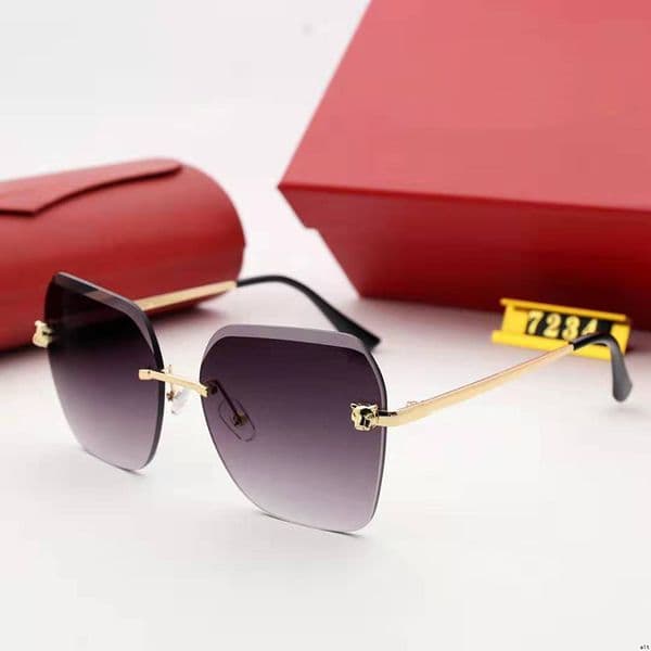 Leopard Designer Glasses Sunglasses for Women Mens Oversized Panther Head Sun Glasses Rimless Woman Polarize Eyewear Fashion Green Black Eyeglasses Lunette Oculo