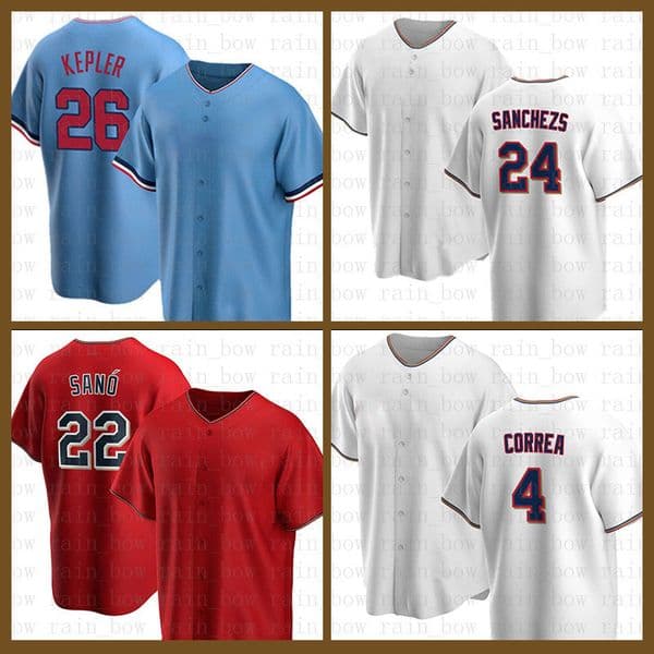 Twins Baseball Jersey 26 Max Kepler Gary Sanchez Miguel Sano Carlos Correa Harmon Killebrew Francis Peguero Luis Arraez Sonny Gray Byron Buxton Kirby Puckett