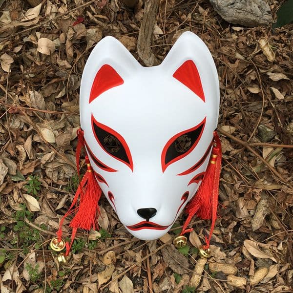Hand Painted Updated Anbu Mask Japanese Kitsune Mask Full Face Thick PVC for Cosplay Costume 220715