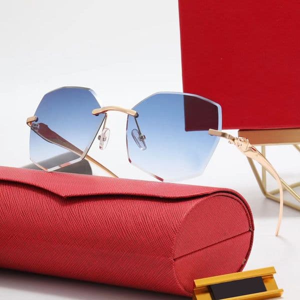 Luxurious Sunglasses Womens Polarized Fashion Sport Mens Designer Sunglasses Polygon Metal Panther Sun Glasses UV400 Unique Personal Eyewear Eyeglasses