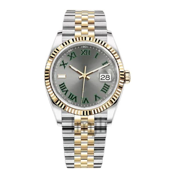 Mens Mechanical 36/41mm grey face Watch Gold 2813 Automatic Movement watches 904L Stainless Steel Strap Classic Wristwatch