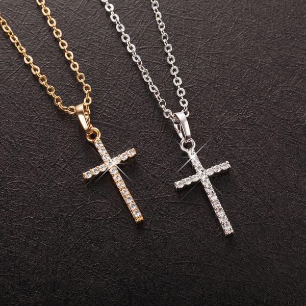 Fashion Pendants Gold Color Crystal Cross Pendant Necklace Jewelry For Men/Women Couple Pendant Wholesale