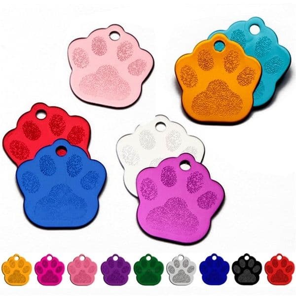 Wholesale Pet Decoration Dog Cat ID Tags Collar Accessories Paw Shape Personalized Customized Engraving LJ201113