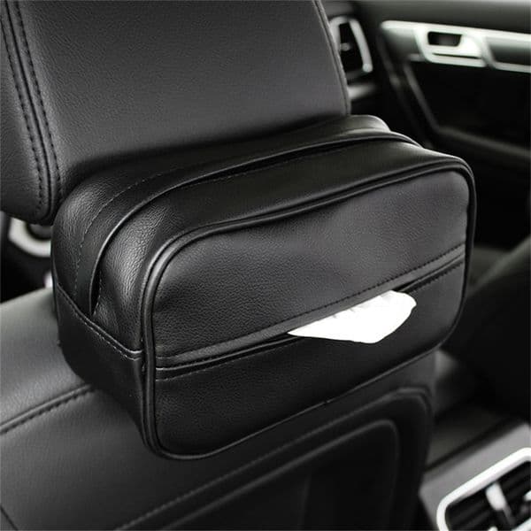 soft leather car tissue box car sun visor type block hanging container towel napkin holder paper rack organizer Storage bag 210326