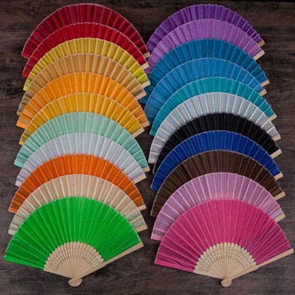 Fan Fabric New Wedding Bamboo Bone Silk Fabric Face Fan Small Silk Fabric Creating Blank Fan