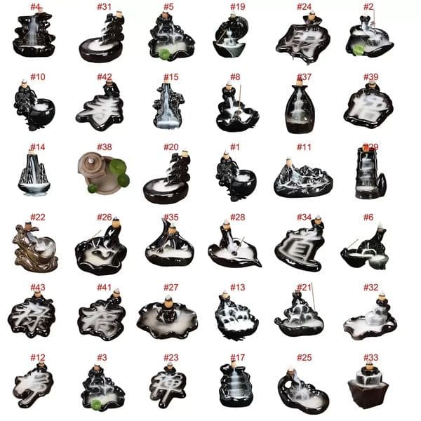2026 Fragrance perfume Lamps 38 Style Ceramic Glaze Waterfall Backflow Incense Burner Censer Holder Cones Home Decor cologne Stick Smoke Cone Tower Lotus Free S