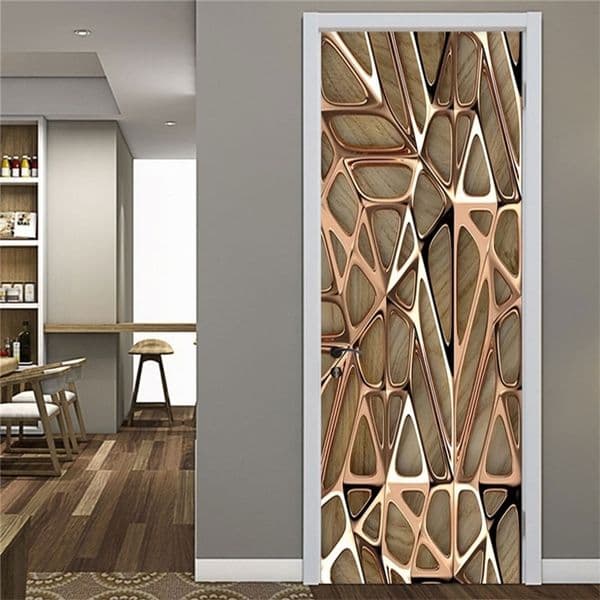 Modern Abstract Wallpaper 3D Art Geometry Decoration Door Sticker Living Room Study Room Creative DIY Wall Sticker PVC Wallpaper T200609