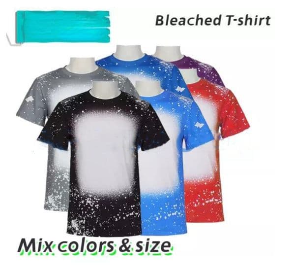 STOCK Wholesale S M L XL 4Xl Sublimation Shirts Heat Transfer Blank Bleach Shirt Bleached Polyester T-Shirts US Men Women Party Supplies Free Shipping