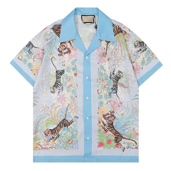 Luxury Designer Shirts Mens Fashion Geometric print bowling shirt Hawaii Floral Casual Shirts Men Slim Fit Short Sleeve Variety thumbnail 2