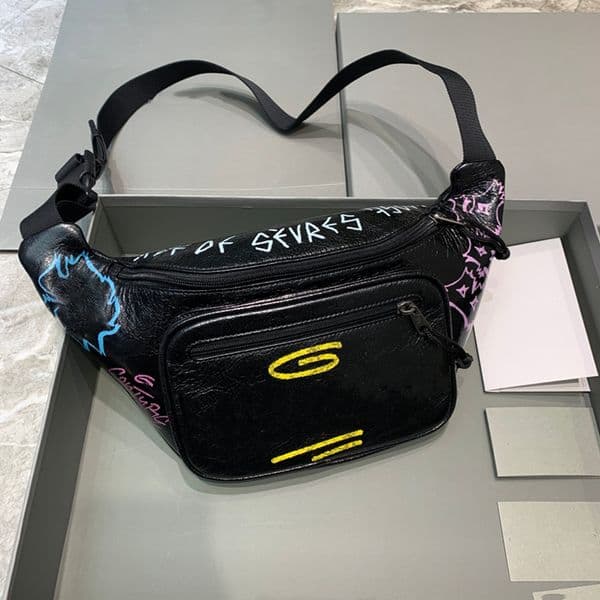 Waist Bags 7A Quality Waist Bags Bumbag Handbags Purse Men Women Leather Sport Runner Fanny Pack Belly graffiti Waists Bum Bag Fitness