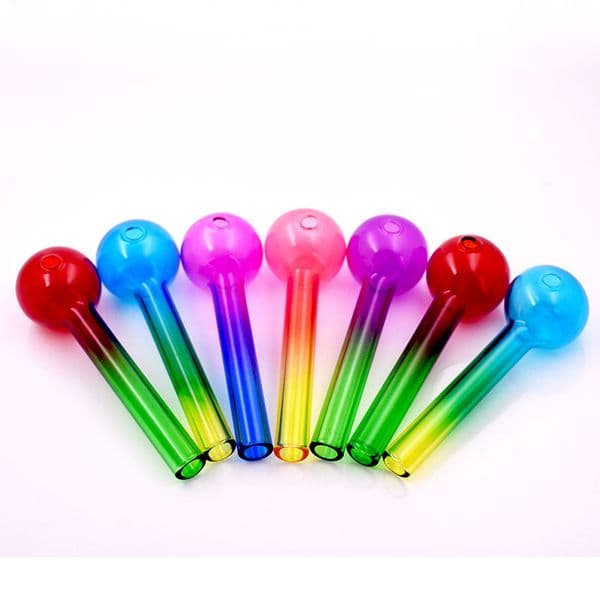New 4inch 30mm Ball Colorful Pyrex Glass Oil Burner Pipe Thick Tube Smoking Pipes Tobcco Herb Glass Oil Nails Pipes Smoking Accessories