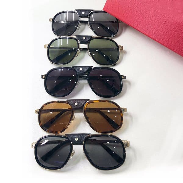 2022 Women Fashion Designer Sunglasses Mens Metallic Leather Punk Style Sunglass Luxury Brand Men Driving Pilot Sunglasses Frog Lenses AAA Eyeglasses Oculos De Sol