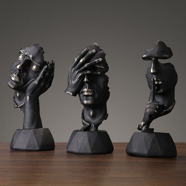 Decorative Objects & Figurines XXXL Silence Is Gold Statue Resin Abstract Nordic 220823