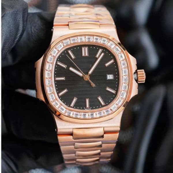 RFF 5711 1A 018 Automatic Mens Watch Blue white black silver Dial Square Diamond Bezel Stainless Bracelet 40mm Joint model 170 Anniversary eternity Watches