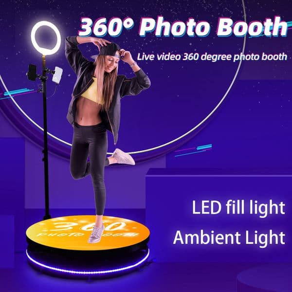 80CM 360 Photo Booth Machine Automatic Spin Tempered Metal Remote Control Photobooth Variable Speed Rotating Machine for Events