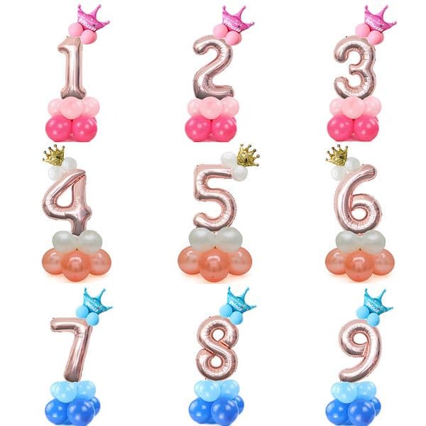Merry Christmas 1 2 3 4 5 6 7 8 9 Rose Gold Number Foil Balloons Digital Latex Helium Balloon Set Wedding Baby Shower Birthday Party Decoration HY0390