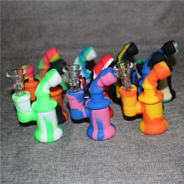 Mini Silicone Bongs Oil Rig hookah silicone Water Pipes small bong Hookahs with smoking bowl
