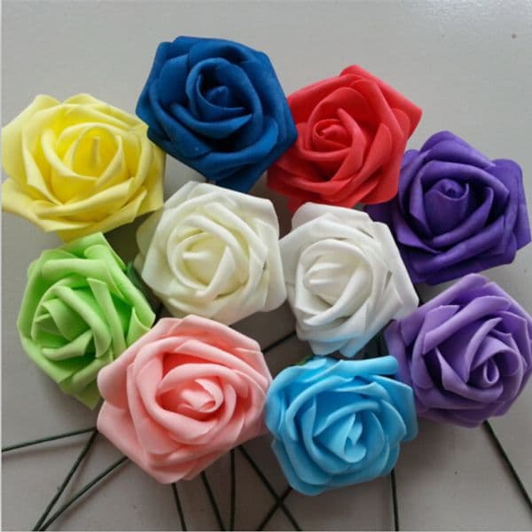 100 Pcs Artificial Rose 8Cm For Bridal Bouquets Wedding Decor Wholesale Foam Flowers B2