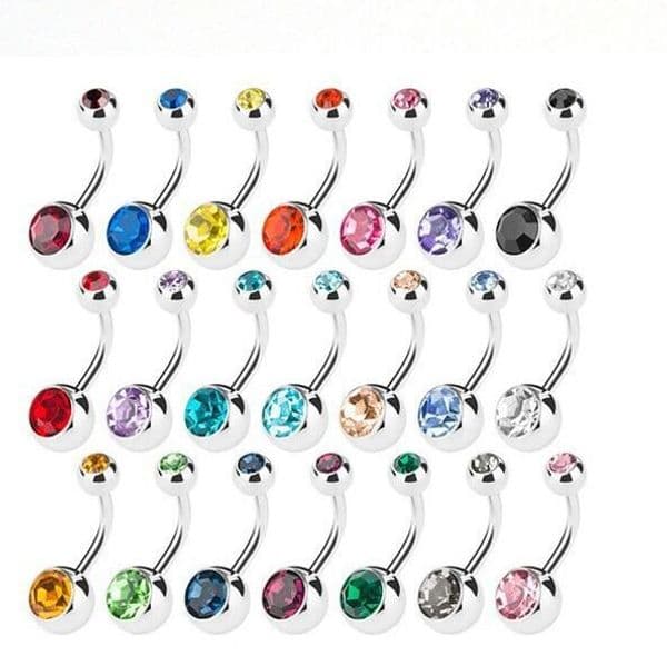 New Stainless Steel belly button rings Navel Rings Crystal Rhinestone Body Piercing bars Jewlery for women's bikini fashion Jewelry