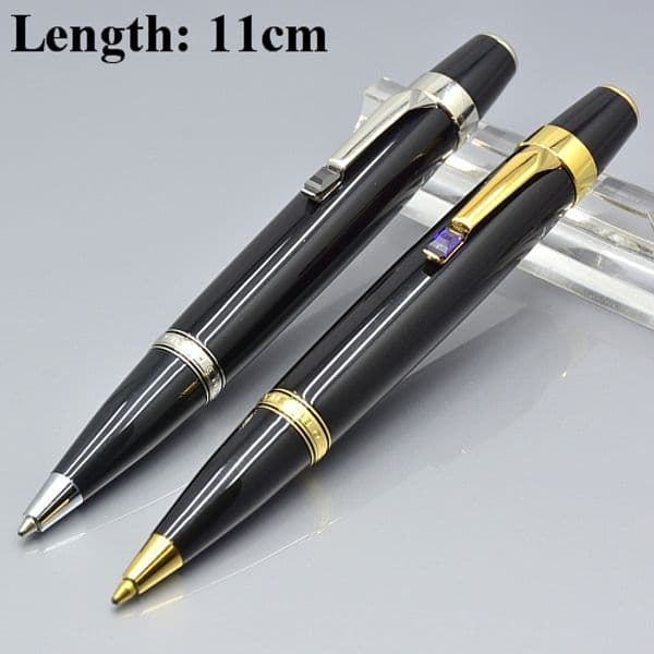 wholesale hot sell black / Sier Mini ballpoint pen business office stationery Promotion Write refill pens For birthday Gift