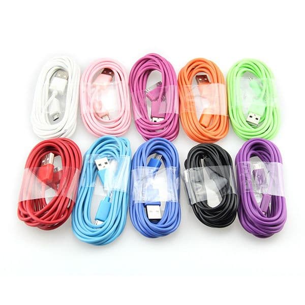 100pcs 1M/3ft Micro V8 mini USB Sync Charger Cable For Samsung Nokia LG Sony HTC car Android smart mobile cell phone cables