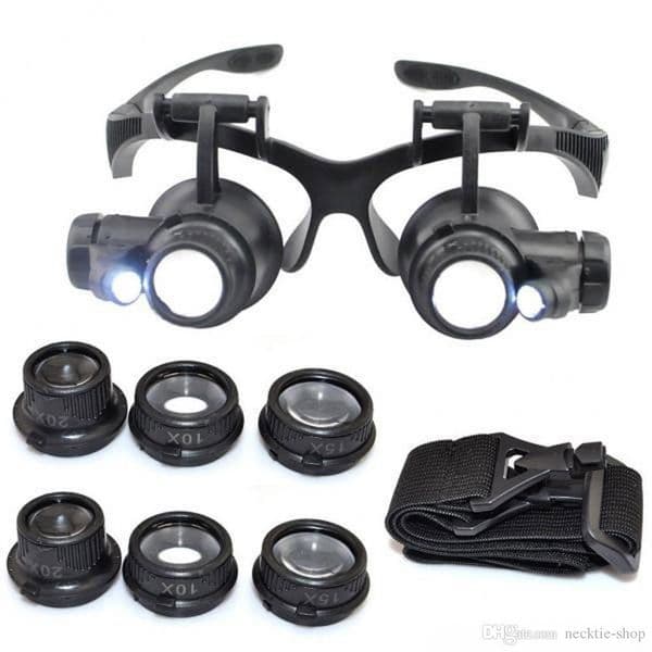Hot 10X 15X 20X 25X magnifying Glass Double LED Lights Eye Glasses Lens Magnifier Loupe Jeweler Watch Repair Tools glitter2008