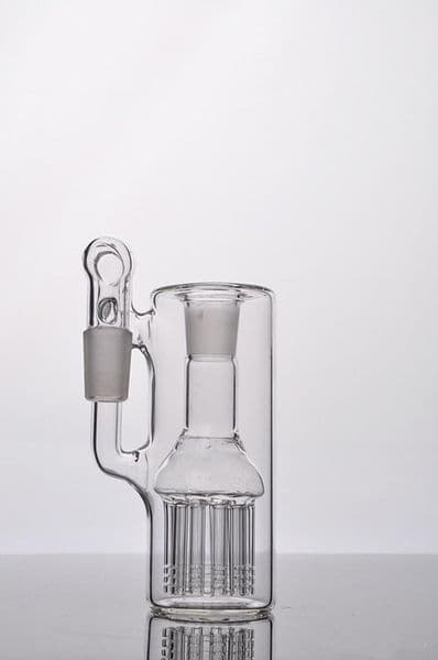 free shipping wholesale pure Glass Single Fritted Ashcatcher with 12 arm tree inline perc 18.8 mm right angle for water glass bongs