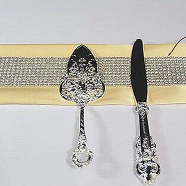 Supplies: Elegant Metal Server and Knife Set Celebrations, Perfect Wedding Cutlery for Cake Cutting
