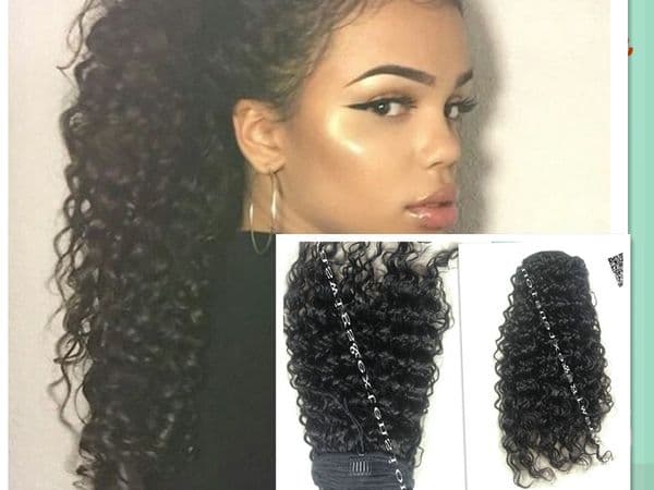 Unprocessed Brazilian Virgin Hair Drawstring Ponytail Human Hair Kinky Curly Ponytail 8A Curly Human Hair Pony tails Extensions
