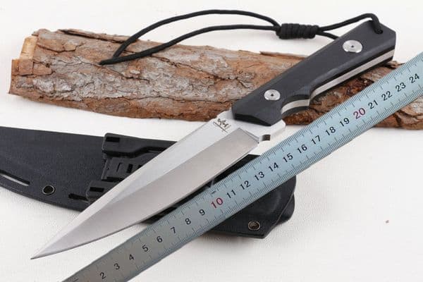 High Quality Strong Surivival Straight Knife 9Cr18 Satin Blades Black G10 Handle Outdoor folding knife Camping Hiking Hunting Fixed Blade Knives With Kydex