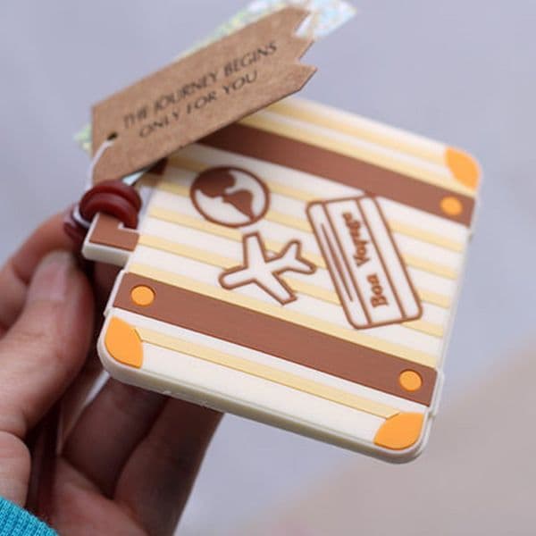 100PCS/LOT Newest "Let the Journey Begin" Vintage Suitcase Luggage Tag wedding bridal shower Favor party gifts