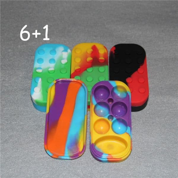 Colorful Nonstick Wax Containers 6+1 Silicone Box Large Size 7 In 1 Set Non-stick Wax Jars Storage Food-grade Silicone