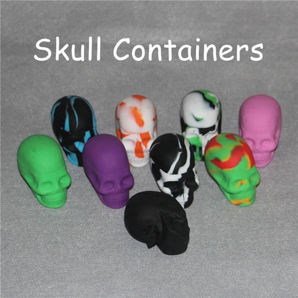 New Arrive Skull Slicone Wax Jar Colorful 10pcs Slick Skull Screw Top Silicone Container Take Icky out of Sticky slick containers