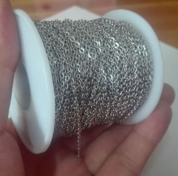 100m/Roll Strong Silver Tone Thin with 2mm Oval Cross Chain Stainless Steel Jewelry Finding Chain Marking DIY