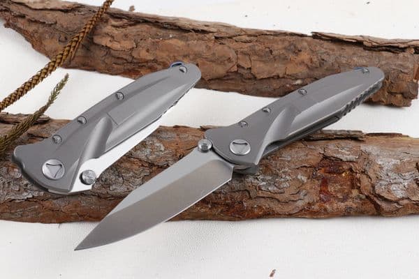 High End Survival Tactical Folding knife D2 Drop Point Satin blade TC4 Titanium Handle Ball Bear System knife EDC pocket knife folder knives